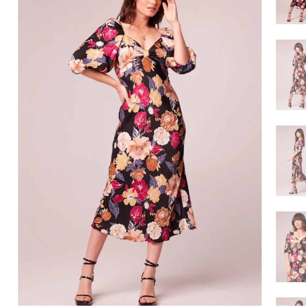 BRAND NEW Band of the Free Black Floral Midi Dress